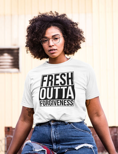 Fresh Outta Forgiveness | Unisex white tee